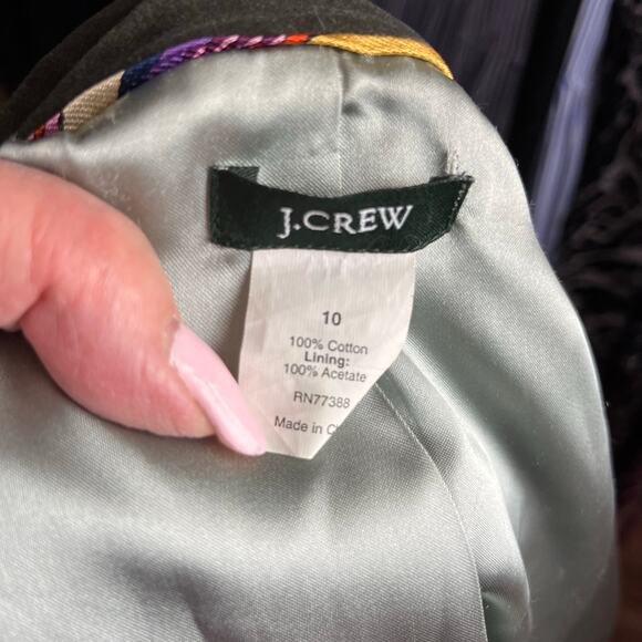 J. Crew Velvet Green Blazer 10 Career Business Academia Minimalist Preppy Luxe - Picture 9 of 9